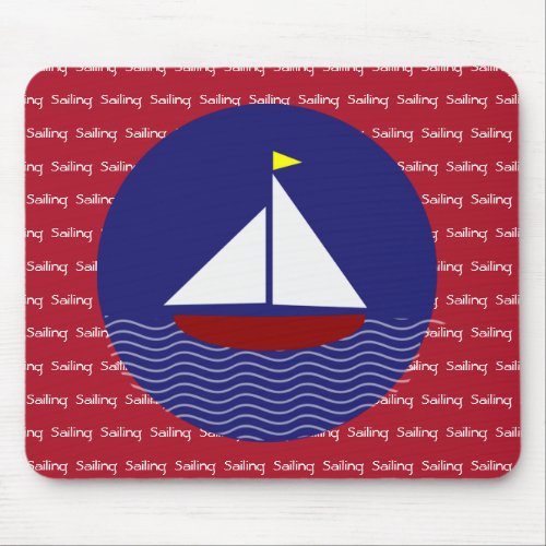 Sailing Sailboat Tiled Text Design Mousepad