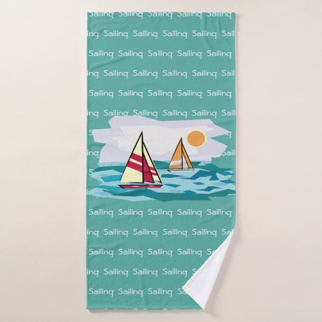 Sailing Sailboats Tiled Text Design Towel Set
