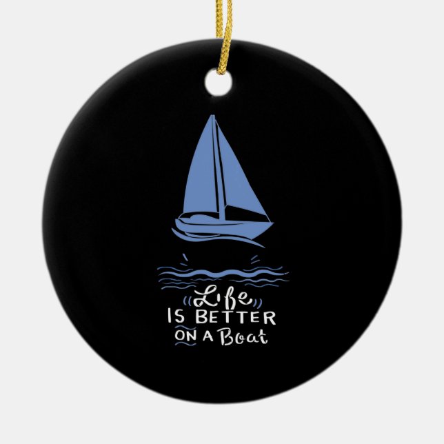 Sailing Sailing Boat Ceramic Ornament (Front)