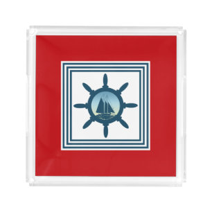 Sailing scene acrylic tray