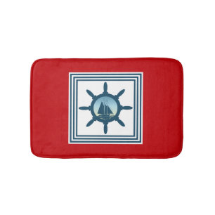 Sailing scene bath mat