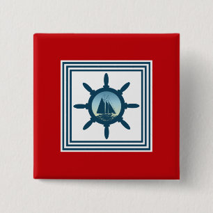 Sailing scene pinback button