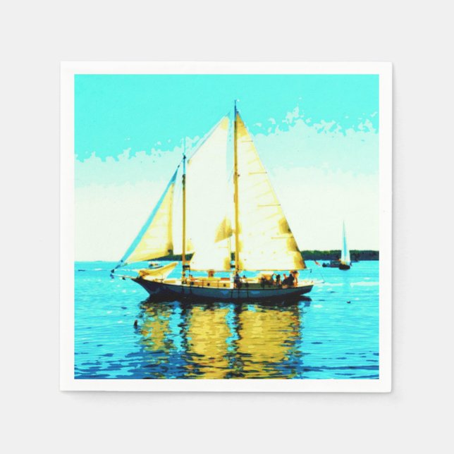 sailing schooner paper napkins (Front)
