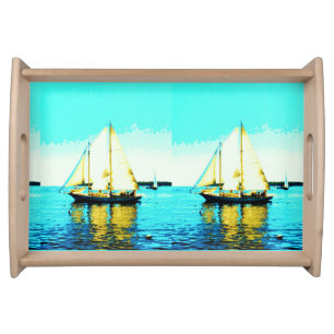 sailing schooner serving tray