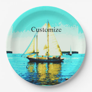 Sailing schooner Thunder_Cove Cake Stand Paper Plates