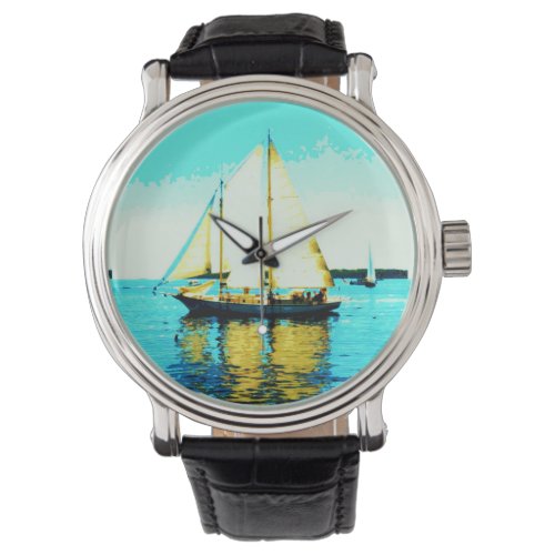 sailing schooner wrist watch