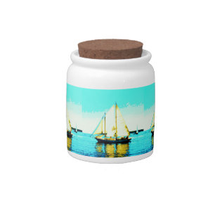 sailing schooners candy jar