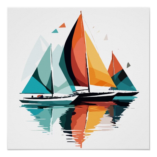 Sailing Sea Calm Tranquil Ocean Outdoors Adventure Poster (Front)