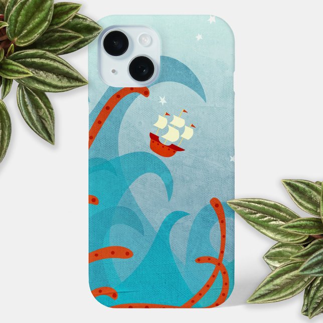Sailing Sea Monster Adventure Case-Mate iPhone Case (Sailing boat sea monster adventure fun cell phone case)