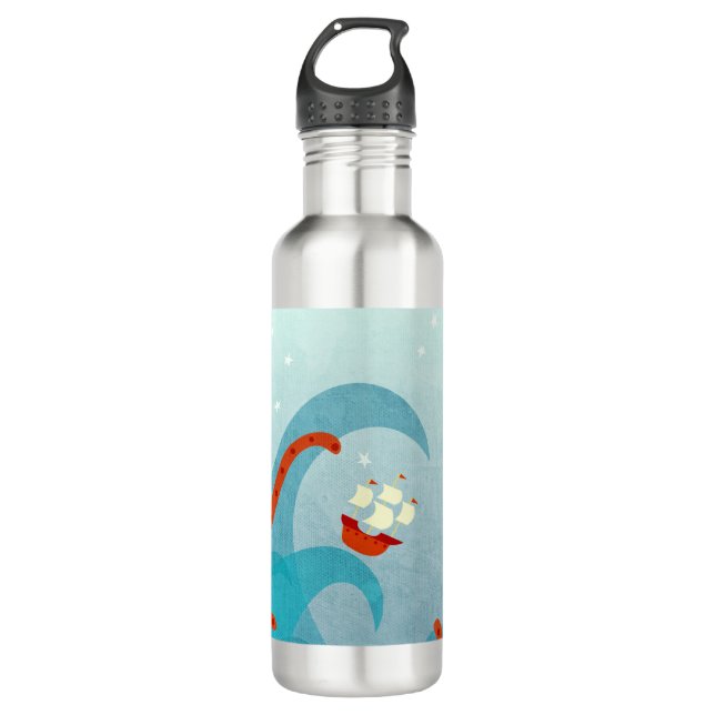 Sailing Sea Monster Stainless Steel Water Bottle (Front)