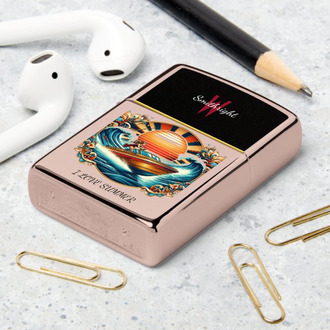 Sailing Serenity: Woman on Boat in Ocean Zippo Lighter (On Table 2)