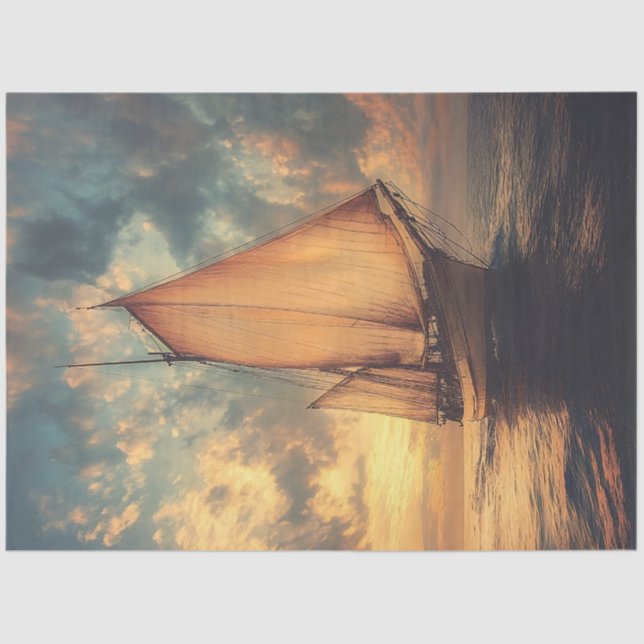 Sailing Ship Against a Sunset Tissue Paper (Front)