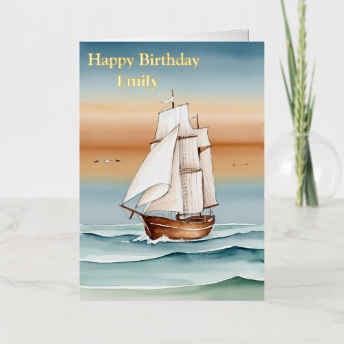 Sailing Ship at Dawn Happy Birthday