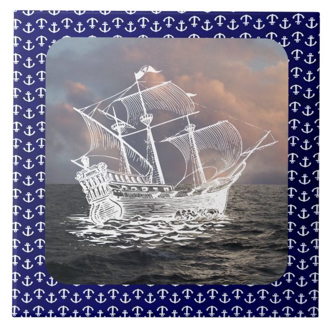 SAILING SHIP CERAMIC TILE (Front)