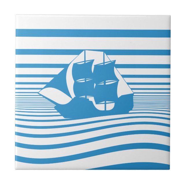 Sailing ship ceramic tile (Front)