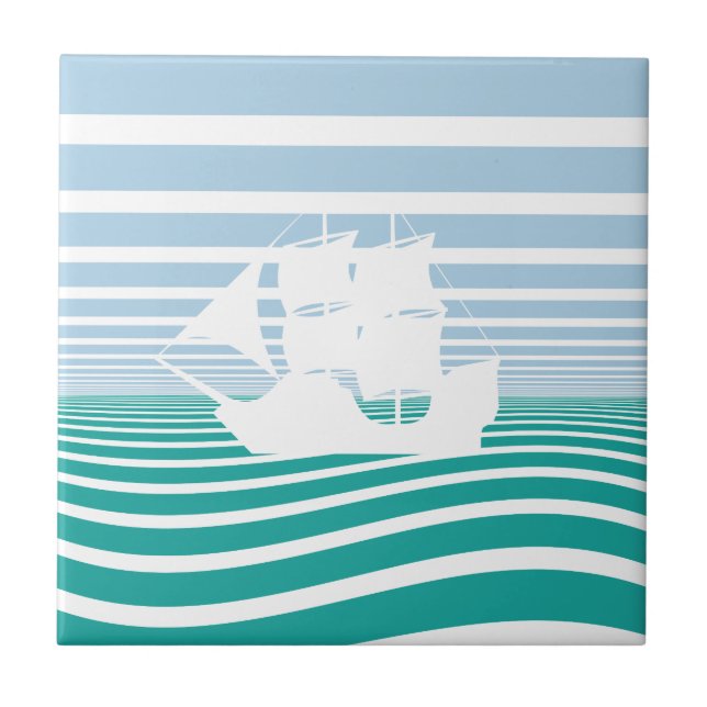 Sailing ship ceramic tile (Front)