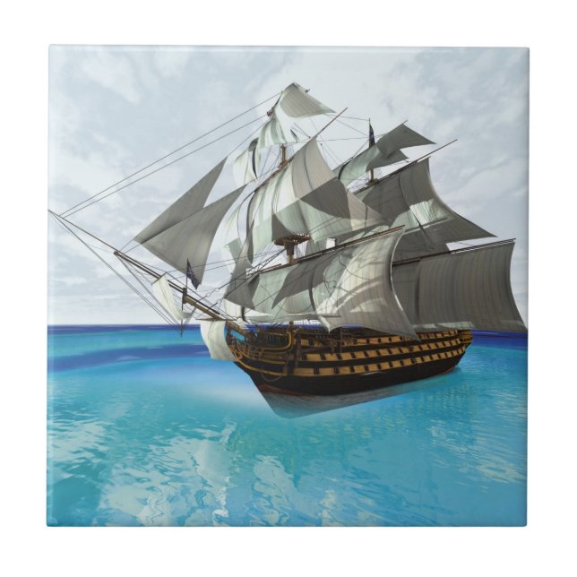 Sailing Ship Ceramic Tile (Front)