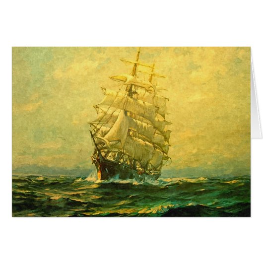 Sailing ship crosses the Atlantic Cards (Front Horizontal)
