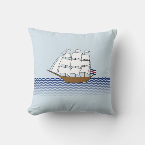 Sailing Ship Design Throw Pillow