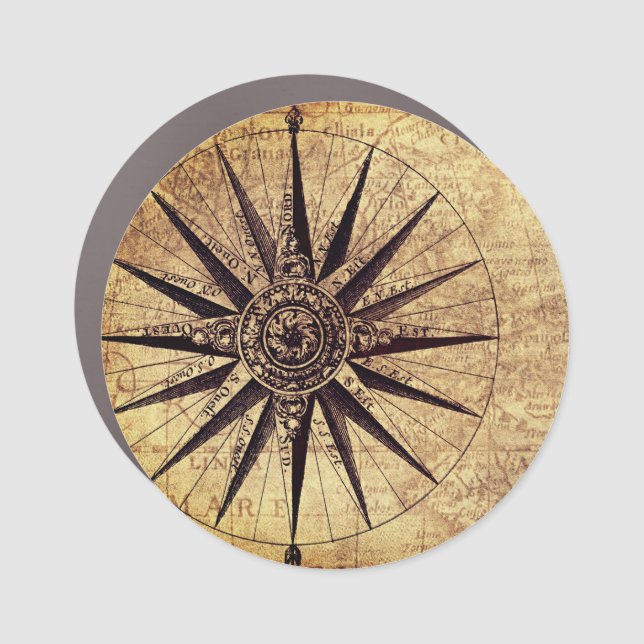 Sailing Ship Discovery Age Old World Map Car Magnet (Front)