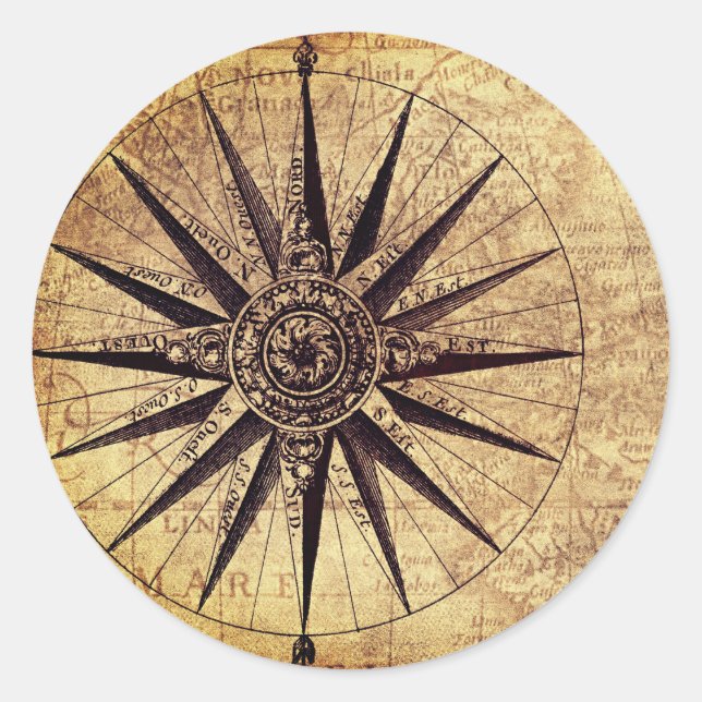 Sailing Ship Discovery Age Old World Map Classic Round Sticker (Front)