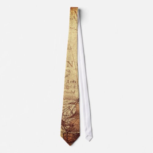 Sailing Ship Discovery Age Old World Map Neck Tie