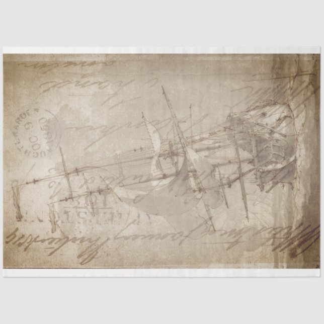 Sailing Ship Furniture Decoupage Tissue Paper (Front)