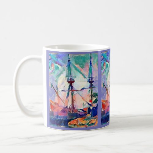 sailing ship in port whimsical fun  coffee mug