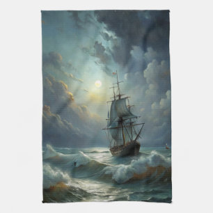 Sailing Ship in the Ocean Kitchen Towel