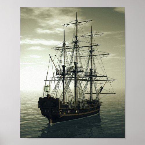 sailing ship in the sea poster