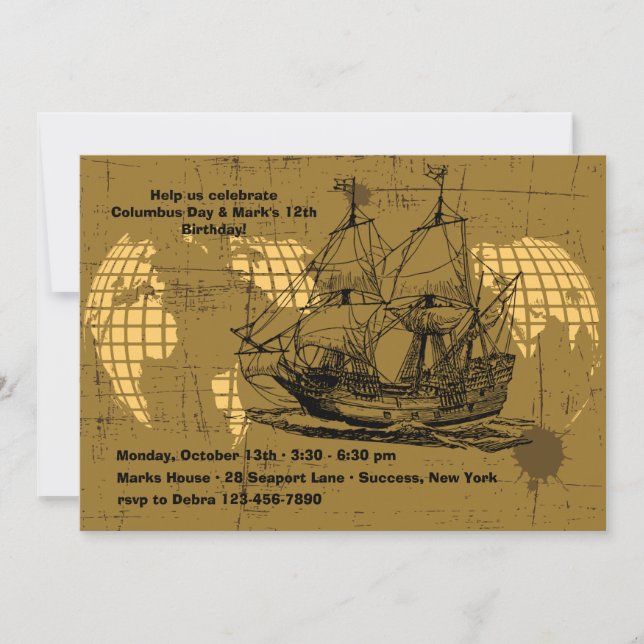 Sailing Ship Invitation (Front)