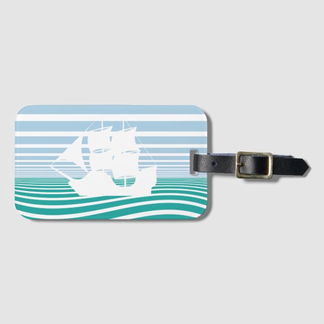 Sailing ship luggage tag (Front Horizontal)