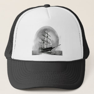 Sailing Ship Moon Sailboat Boating Trucker Hat