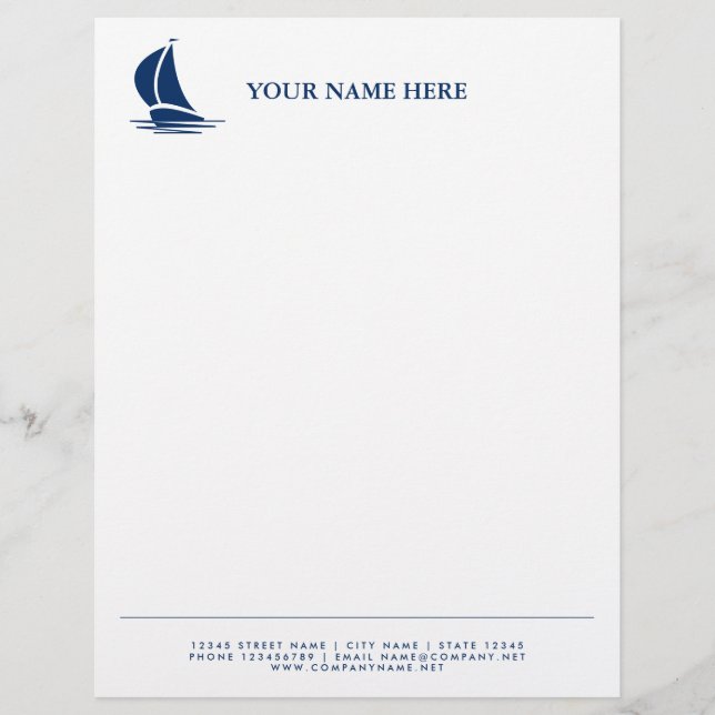 Sailing ship nautical yacht logo template letterhead (Front)