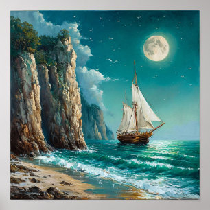 Sailing Ship Ocean Classic Seascape Maritime Poster