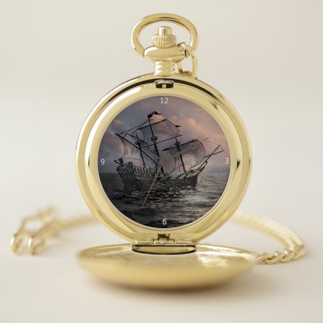 SAILING SHIP POCKET WATCH (Inside)
