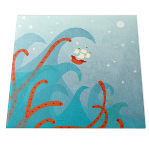 Sailing Ship Sea Monster Ceramic Tile