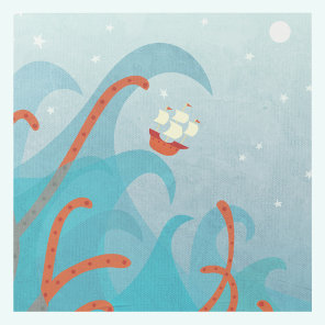 Sailing Ship Sea Monster Gallery Wrap