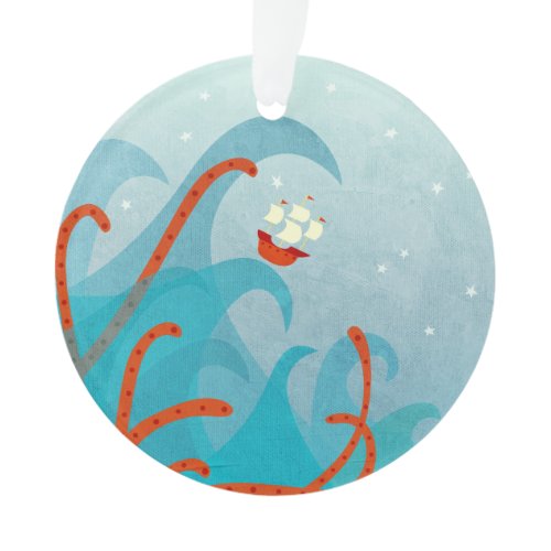 Sailing Ship Sea Monster Ornament