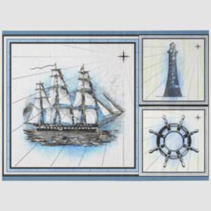 Sailing Ship Vintage Artistic Decoupage Tissue Paper