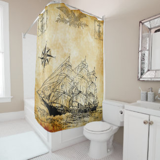 sailing ship with eagle shower curtain