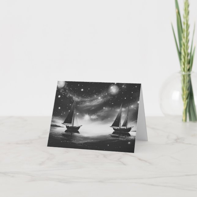 Sailing Ships and Comets B&W  Card (Front)