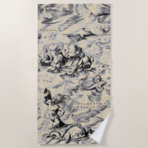 Sailing Ships and Sea Monsters Australia World Map