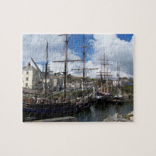 Sailing Ships Charlestown Harbor Cornwall Photo Jigsaw Puzzle