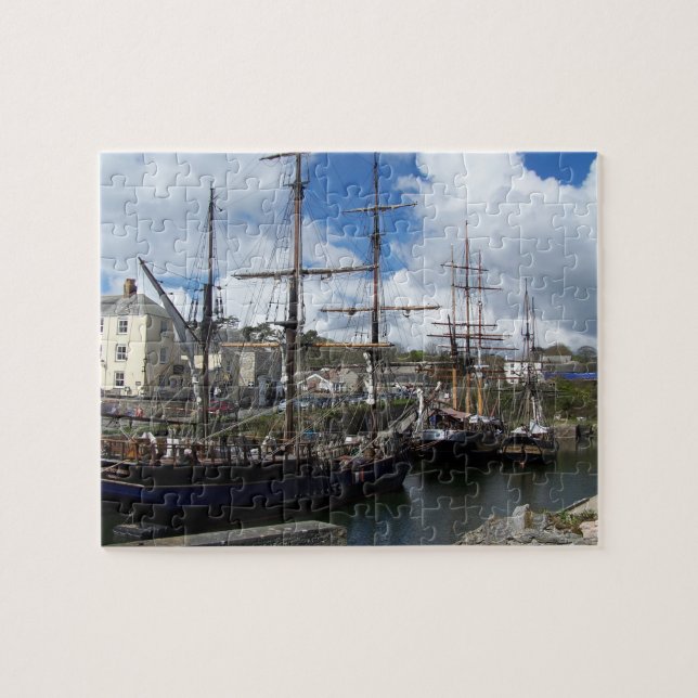 Sailing Ships Charlestown Harbor Cornwall Photo Jigsaw Puzzle (Horizontal)