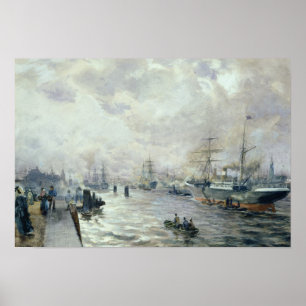 Sailing Ships in the Port of Hamburg, 1889 Poster