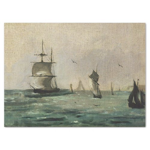SAILING SHIPS  SEAGULLS BY EDOURD MANET TISSUE PAPER