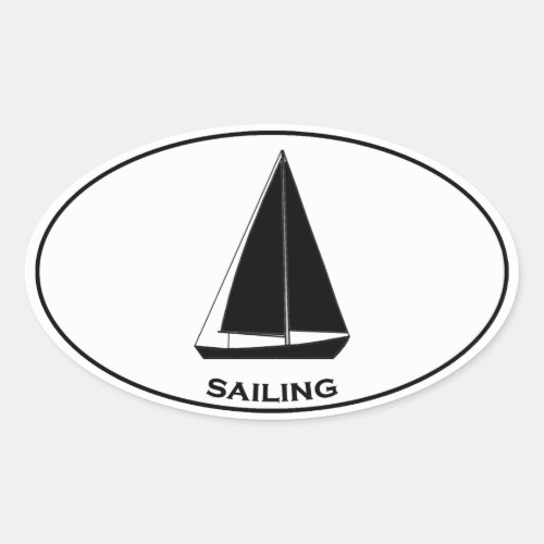 Sailing Sloop Sailboat Oval Logo Oval Sticker