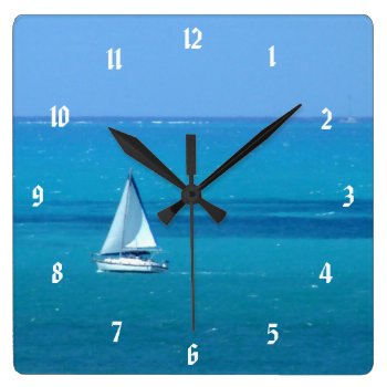 Sailing Square Wall Clock by h2oWater at Zazzle