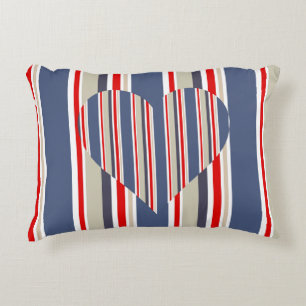 Sailing Stripes and Love Heart Nautical Accent Pillow